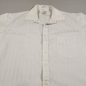VTG Sears Roebuck & Co. Mens Shirt Short Sleeve White Striped Button‎ Up Large